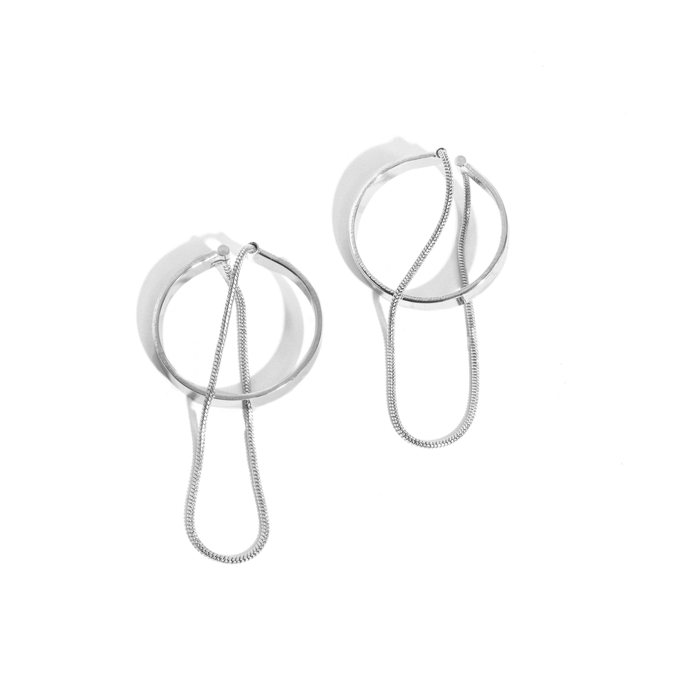 Boston Babe Paparazzi Silver Loop Earrings Fashion Jewelry
